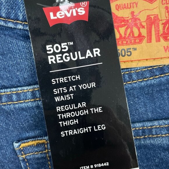Levis 505 Regular Fit Mens Jeans Size 32x34 Stretch Denim Blue a1309 - Picture 2 of 5